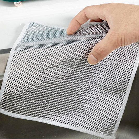 Double-Sided Microfiber Cloth & Stainless Steel Scrub...