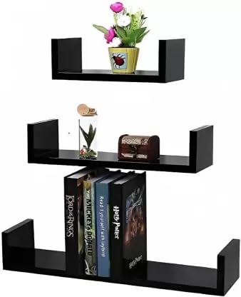 Wooden U Shape Wall Shelf Mounted for Home Decoration (Number