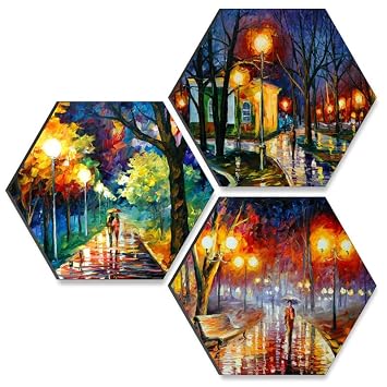 SAF paintings couple walking UV Textured MDF Set of 3