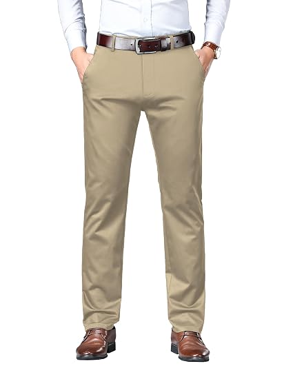 AVANOVA Men's Trousers Light Business Style Slightly Stretch Straight Leg