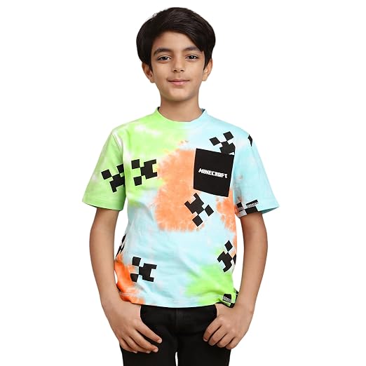 Kidsville Official Minecraft Printed Regular Fit Round Neck Tshirt for