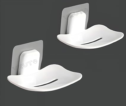 Vruta (Pack of-2) Plastic Wall Mounted Soap Dish Stand with