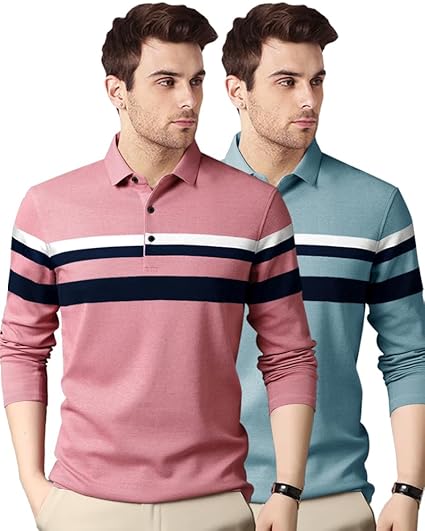 Noble Monk Men's Regular Fit Polo T Shirt |Full Sleeves |Collar Tshirts | Casual T-Shirt for Men